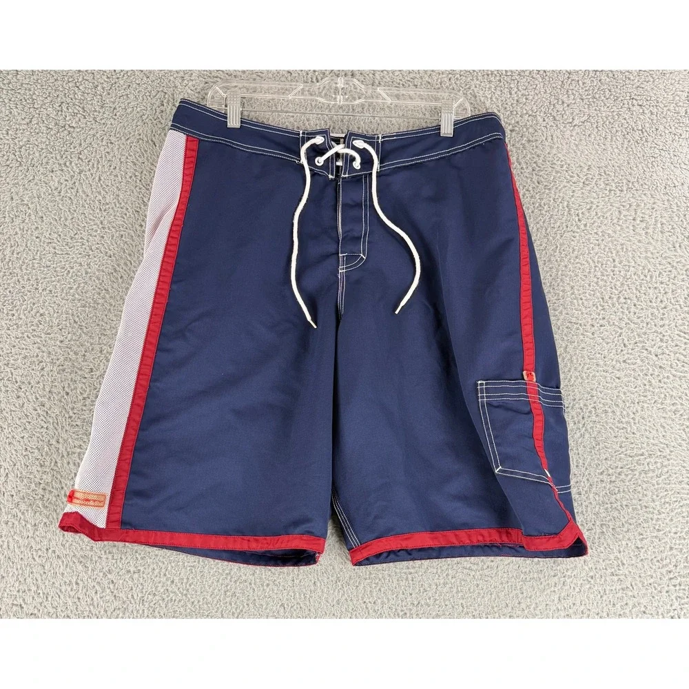 Rusty Board Shorts Mens 36 Navy Blue Vintage Ripstop Mesh Cargo Swim Trunks‎